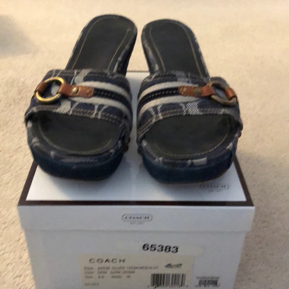 Coach denim wedges size 8